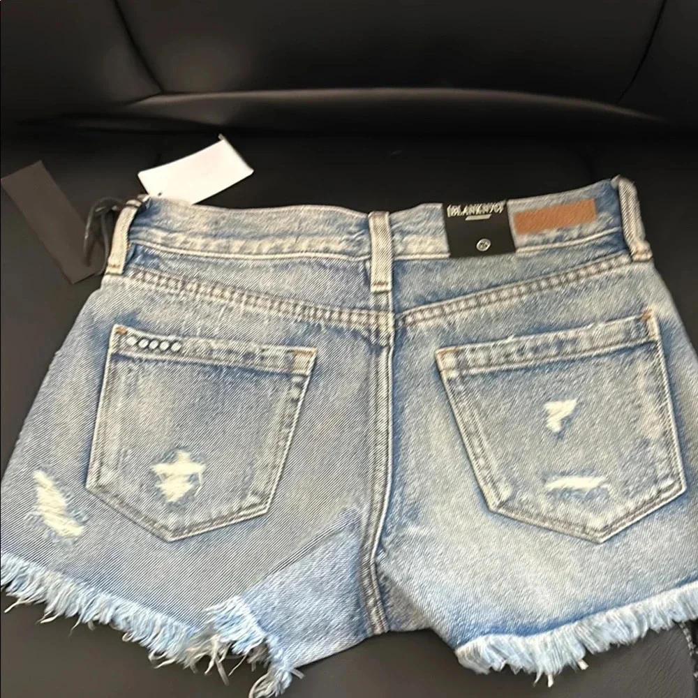 Nordstrom BLANKNYC high rise distressed denim shorts Hollyweird color - Picture 3 of 7